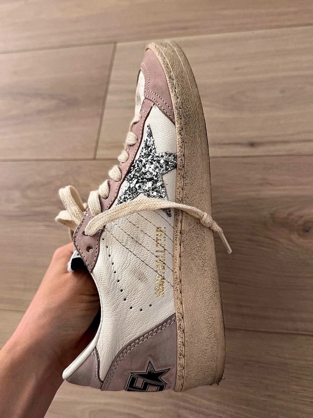 Golden Goose Ball Star Sneakers Glitter Star Pink & White size 36 - Picture 3 of 9